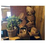 Assorted Woven Baskets and Wood Splint Baskets Lot