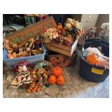 Large Assortment of Autumn and Thanksgiving Seasonal Decor, Signs, and Floral Arrangements
