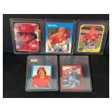 Pete Rose Cincinnati Reds and Philadelphia Phillies Baseball Card Lot of 5 (1982-1987 Topps, Fleer, Donruss)