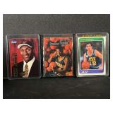 Lot of 3 Basketball Trading Cards - John Stockton 1988 Fleer #115, Ron Artest 1999 Fleer Tradition Rookie #201, Jonathan Bender 2000 Fleer Showcase Ball of Fame #15