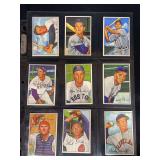 1952 Bowman Baseball Lot of 9 Cards featuring Vic Wertz, Johnny Groth, Jerry Priddy, Mike Garcia, Gus Niarhos, Ray Scarborough, George Tebbetts, Frank Hiller, and Smokey Burgess