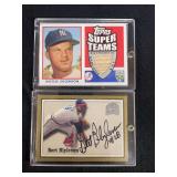 Lot of 2 Baseball Cards: 2002 Topps Super Teams Moose Skowron Game-Used Bat Relic and 2000 Fleer Greats of the Game Bert Blyleven Autograph