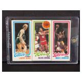 1980-81 Topps Larry Bird / Julius Erving / Magic Johnson Rookie Card Panel #34 #174 #139 Basketball