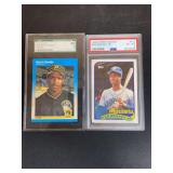Lot of 2 Graded Baseball Cards: 1987 Fleer Barry Bonds Rookie #604 SGC 5 and 1989 Topps Traded Ken Griffey Jr. Rookie #41T PSA 6