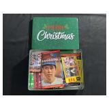 Assorted Major League Baseball Trading Cards Lot in Holiday Time Large Rectangle Tin