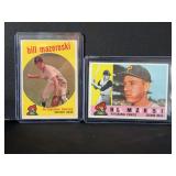 1959 Topps Bill Mazeroski #55 and 1960 Topps Bill Mazeroski #415 Pittsburgh Pirates Lot of 2 Baseball Cards Raw