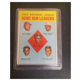 1962 Topps 3 National League Home Run Leaders - Willie Mays, Hank Aaron, Frank Robinson, Ernie Banks, Orlando Cepeda - Raw Baseball Card