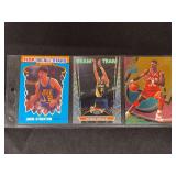 1990 Fleer All-Stars John Stockton #9 / 1992-93 Topps Stadium Club Beam Team Reggie Miller #7 / 1993-94 Fleer Ultra Power in the Key Hakeem Olajuwon #6 Lot of 3 Basketball Cards