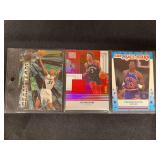 Assorted NBA Basketball Trading Cards Lot of 3 - Reggie Miller Topps Beam Team, OG Anunoby Panini Status Relic, Patrick Ewing Fleer All-Stars Sticker