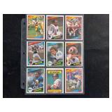 1984 Topps Football Assorted Raw Trading Cards Lot of 9 Featuring Joe Montana, Dan Fouts, Steve Largent
