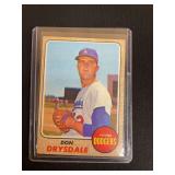 1968 Topps Don Drysdale Los Angeles Dodgers #145 Baseball Card