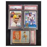 Lot of 3 Graded Football Cards: 1957 Topps Willard Sherman PSA 8 MC, 1979 Topps James Lofton PSA 7, and 1990 Topps Traded Emmitt Smith PSA 8