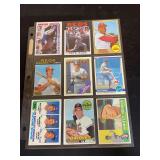 Topps and Fleer Baseball Card Lot of 9 with Johnny Bench, Pete Rose, and Jim Palmer