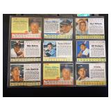 1962 Post Cereal Baseball Star Complete 9-Card Lot Including Harmon Killebrew Al Kaline Willie McCovey