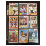 Topps Baseball Card Lot of 9 Including Carl Yastrzemski, Rod Carew, Carlton Fisk, Ron Santo, Tom Seaver, Steve Carlton, Harmon Killebrew, and Pete Rose