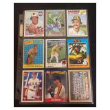 Assorted MLB Baseball Cards Lot of 9 Including Jim Palmer, Mark McGwire, Rollie Fingers, Warren Spahn, Catfish Hunter, Reggie Jackson, Jason Giambi, Jeff Bagwell, and Milwaukee Braves Team Card
