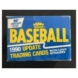 1990 Fleer Update Baseball Trading Cards Box 10th Anniversary Edition