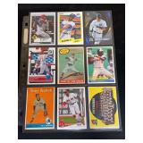 Assorted Major League Baseball Trading Card Collection - 9-Pocket Binder Page with 9 Cards including Ken Griffey Jr., Aaron Judge, Bryce Harper, and Tony Kubek