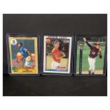 1987 Topps Bo Jackson #170, 1991 Topps Chipper Jones #333, 1992 Classic Derek Jeter #231 Lot of 3 Baseball Cards