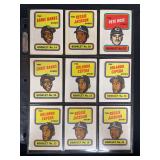 1969 Topps Baseball Booklet Lot of 9 Including Ernie Banks, Reggie Jackson, Pete Rose, and Orlando Cepeda