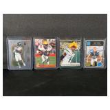 2021 Panini Select Elijah Moore #SCR-21 / 2022 Panini Chronicles Photogenic Ahmad Sauce Gardner #PH-33 / 2016 Donruss Joey Bosa #375 / 1996 Classic Terrell Owens #94 Lot of 4 Football Cards