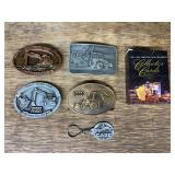 (6) Case Belt Buckles, Key Chain, Collector Cards
