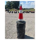 Red and White Traffic Cone with Stacked Bases