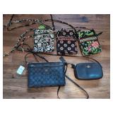 Lot of Five Coach and Vera Bradley Handbags and Crossbody Bags