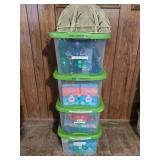 Swimming Pool Accessories and Inflatables Lot with Storage Bins
