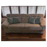 Alex Furniture Blue Speckled Fabric Sofa with Accent Pillows