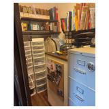 Office Storage Unit with Plastic Drawer Towers and Shelving - all contents included