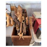 Wooden Tool Box with Assorted Hand Saws and Planes