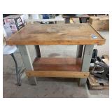 Industrial Heavy-Duty Wooden Work Bench with Lower Storage Shelf