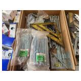 Assorted Hardware Lot Including Carriage Bolts, Lag Screws, and Framing Square