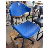 Blue Perforated Plastic Rolling Office Chair