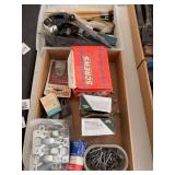 Assorted Hardware Lot including Padlocks, Screws, Hinges, and Miscellaneous Supplies