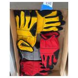 Assorted Firm Grip Work Gloves in Yellow, Red, and Grey