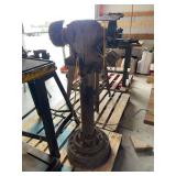 Floor-Standing Industrial Grinder with Wire Wheel and Grinding Stone