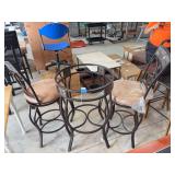 Metal Bar Stool and Table Base Set with Upholstered Seats
