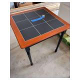 Tile-Top Wooden Table with Black Spindle Legs