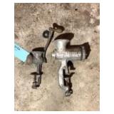 2 meat grinders. 1 Tinned Enterprise, 1 No. 71 Norvell Shapleigh