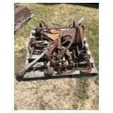 Pallet of wheels and pipes