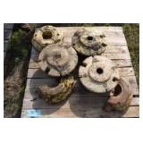 5 wheel weights 1 is stamped John Deere