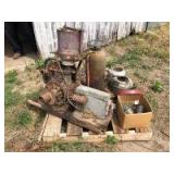 Pallet tea kettles, cast iron seat, motor, and insulators