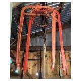2 orange hay hooks