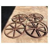 4 Cast Iron Cart Wheels 