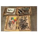 Abrasives, micrometers, end mills, chuck keys, set collars