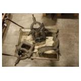 cart with (2) steady rests 14" height center of vee to center of flat 5.75", (1) follower rest