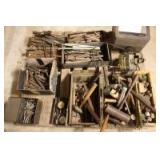 Hammers with soft faces, wrenches, spanners, cold chisels, files, outside lights, gauges