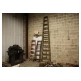 12" wooden ladder, 6" wooden ladder, 6" fiberglass ladder